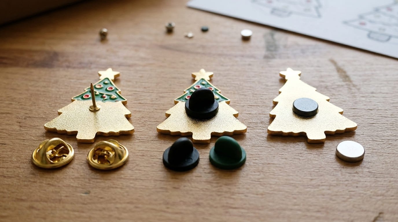 Pin backing options comparison Butterfly clutches vs. rubber clutches vs. magnetic backings
