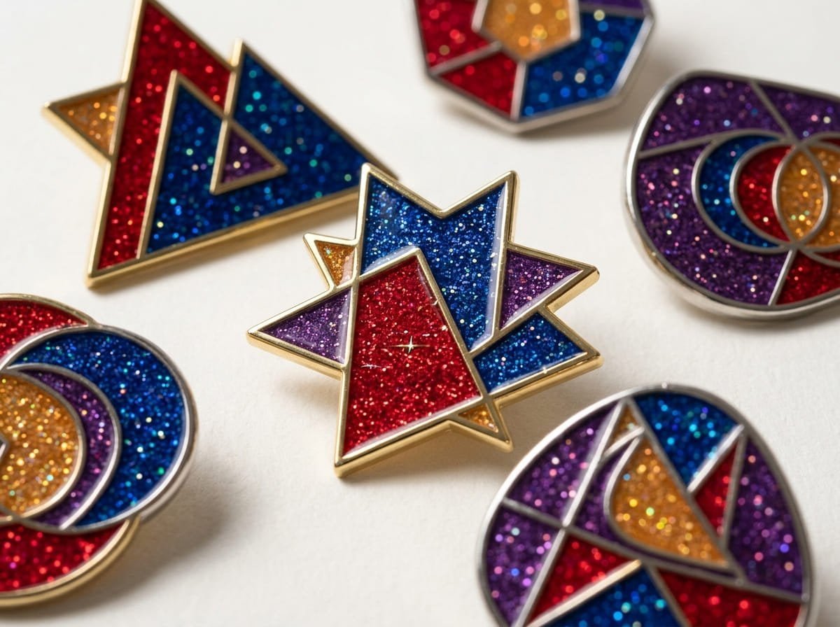 Bold glitter enamel sparkle effects Glitter enamel pin effects