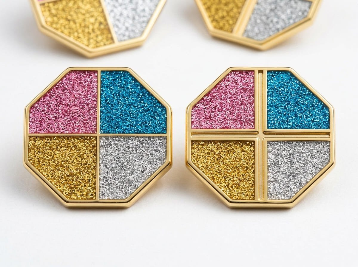 Tips for spacing glitter areas in enamel pin designs adequate spacing in glitter pin designs