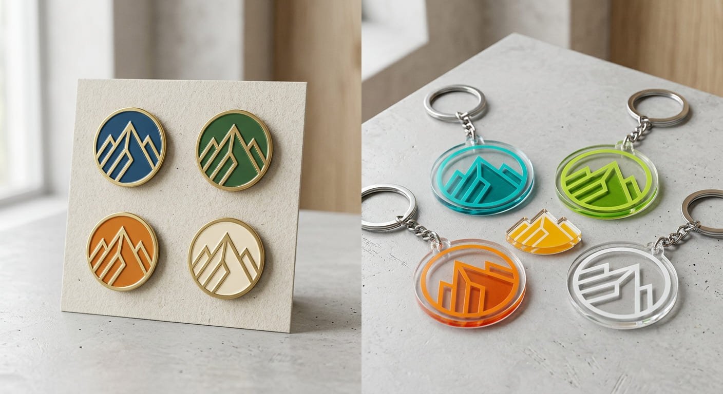 enamel pins vs acrylic merchandise