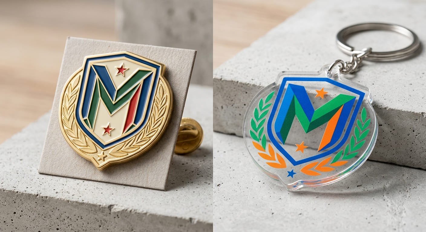 enamel pins acrylic difference