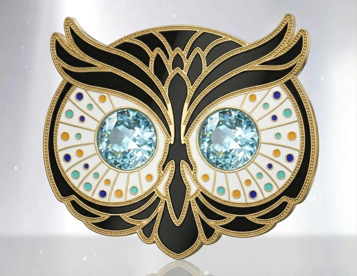 Rhinestone setting hard enamel pin example