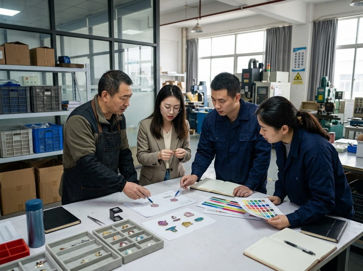 Collaborating with manufacturers to prevent glitter color mixing working with enamel pin manufacturers
