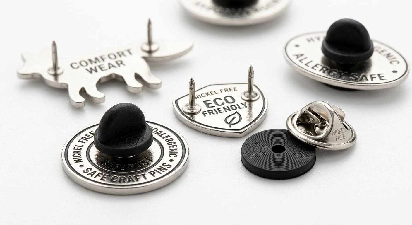 Nickel-free enamel pin backings