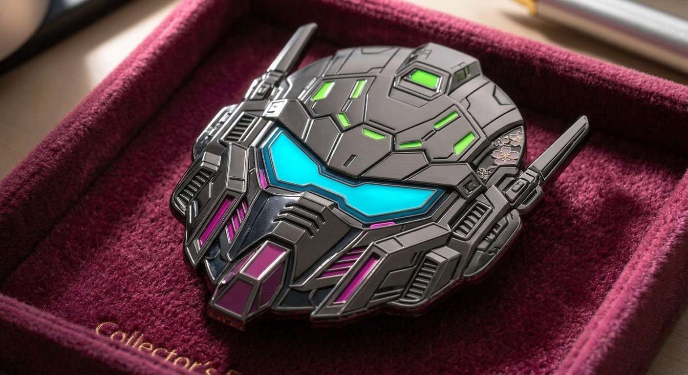 Mecha-inspired enamel pin design mecha-inspired enamel pin design