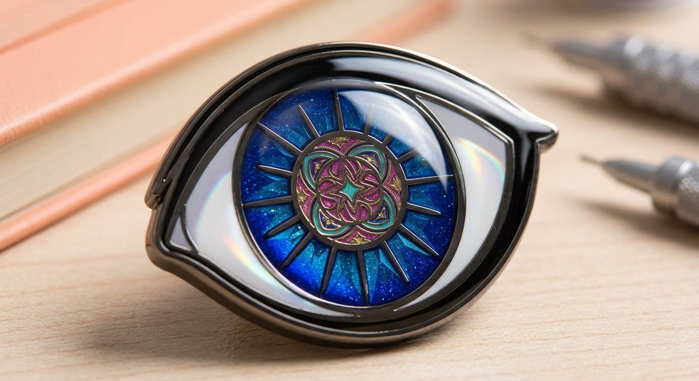Close-up of anime eyes enamel pin close-up of anime eyes enamel pin