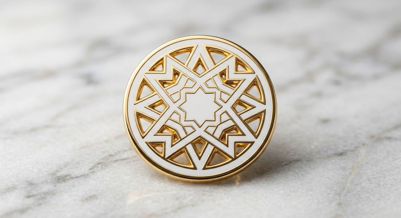 Close-up of gold-plated pin showing durability Gold-plated enamel pin showcasing a sophisticated finish