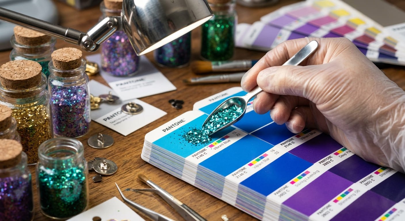 glitter color challenges when matching pantone