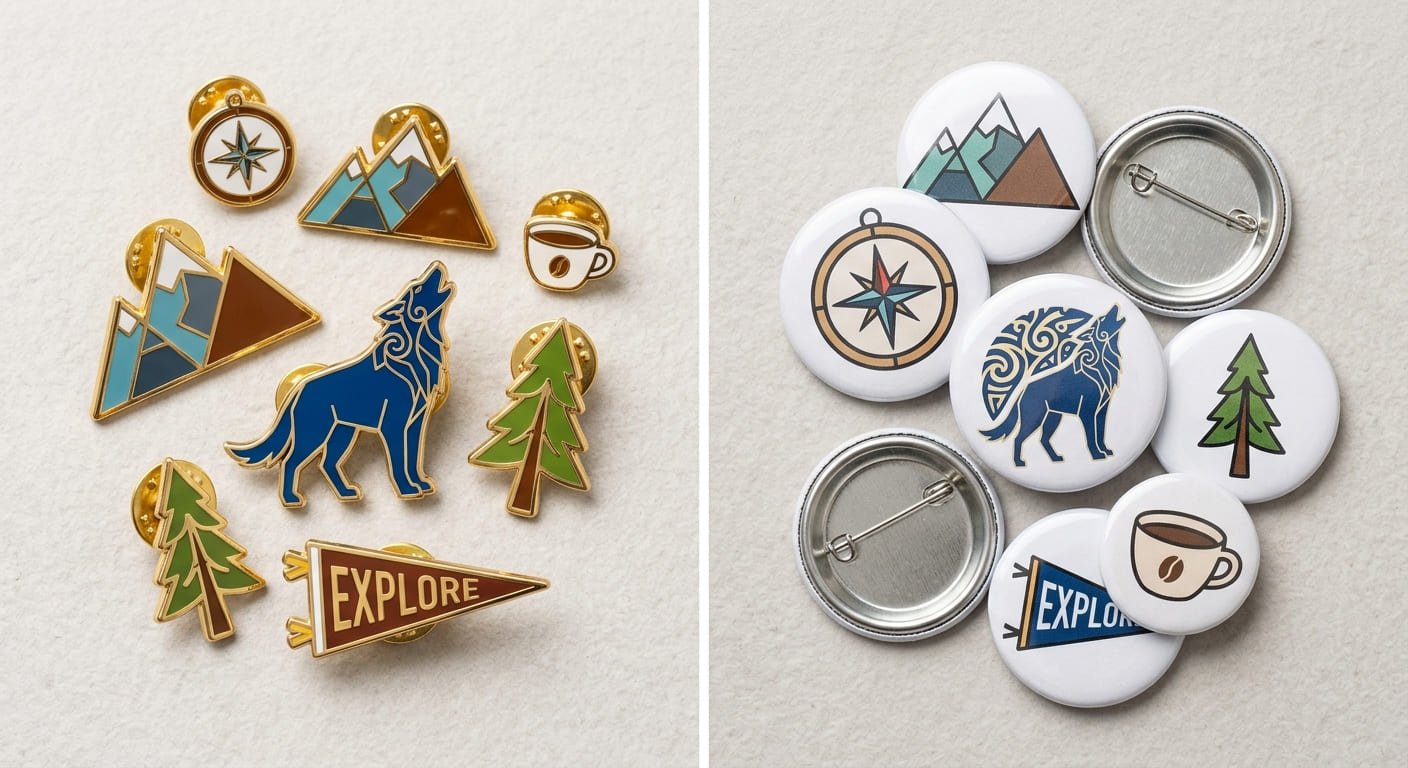 Enamel pins vs button pins comparison