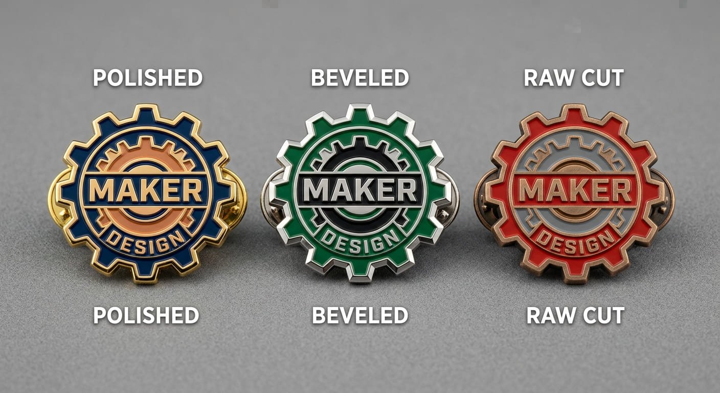 Different edge finishes available for enamel pins edge finishes for enamel pins