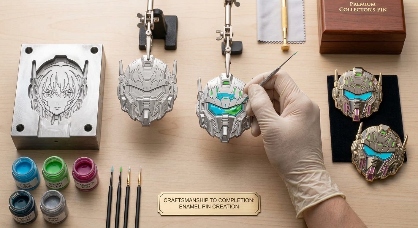 custom anime enamel pins factory process