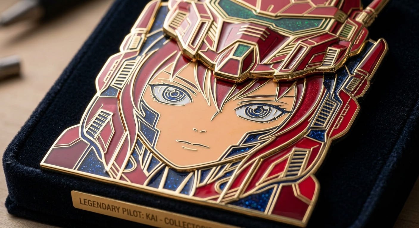 intricate anime enamel pin design