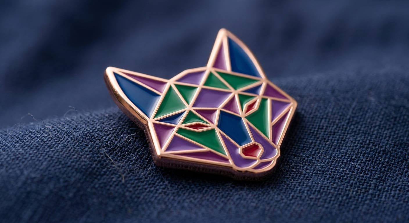 Close-up of enamel pins