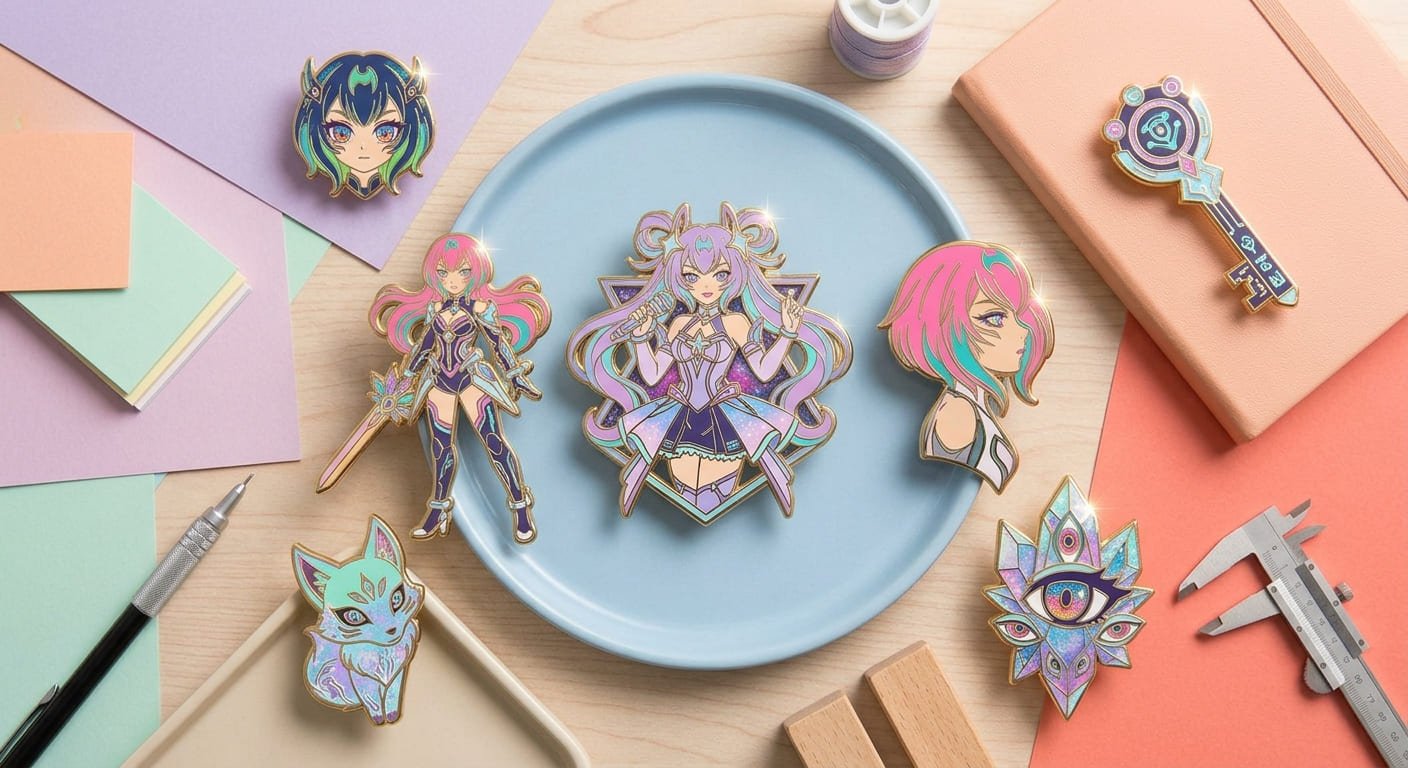 Anime-inspired enamel pin with vibrant colors anime-inspired enamel pin with vibrant colors